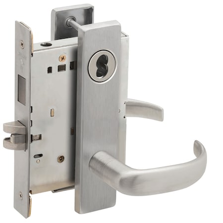 Corridor Mortise Lock With Deadbolt, 17L Design, FSIC Prep, Less Core, Satin Chrome